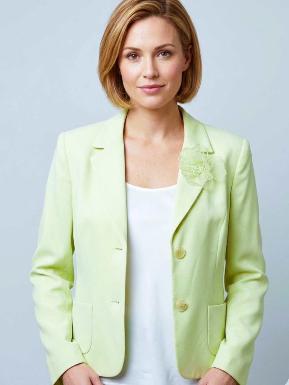 Vintage Pierre Cardin Light Green Blazer with Flower Applique